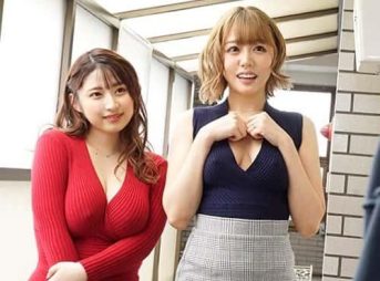 【水原みその・浜崎真緒】大きなおっぱいで挟み撃ち密着してきたW巨乳美痴女妻が授乳圧迫と乳揺れ騎乗位の同時責めに。。